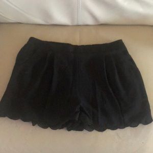 Black Scalloped Hem Shorts